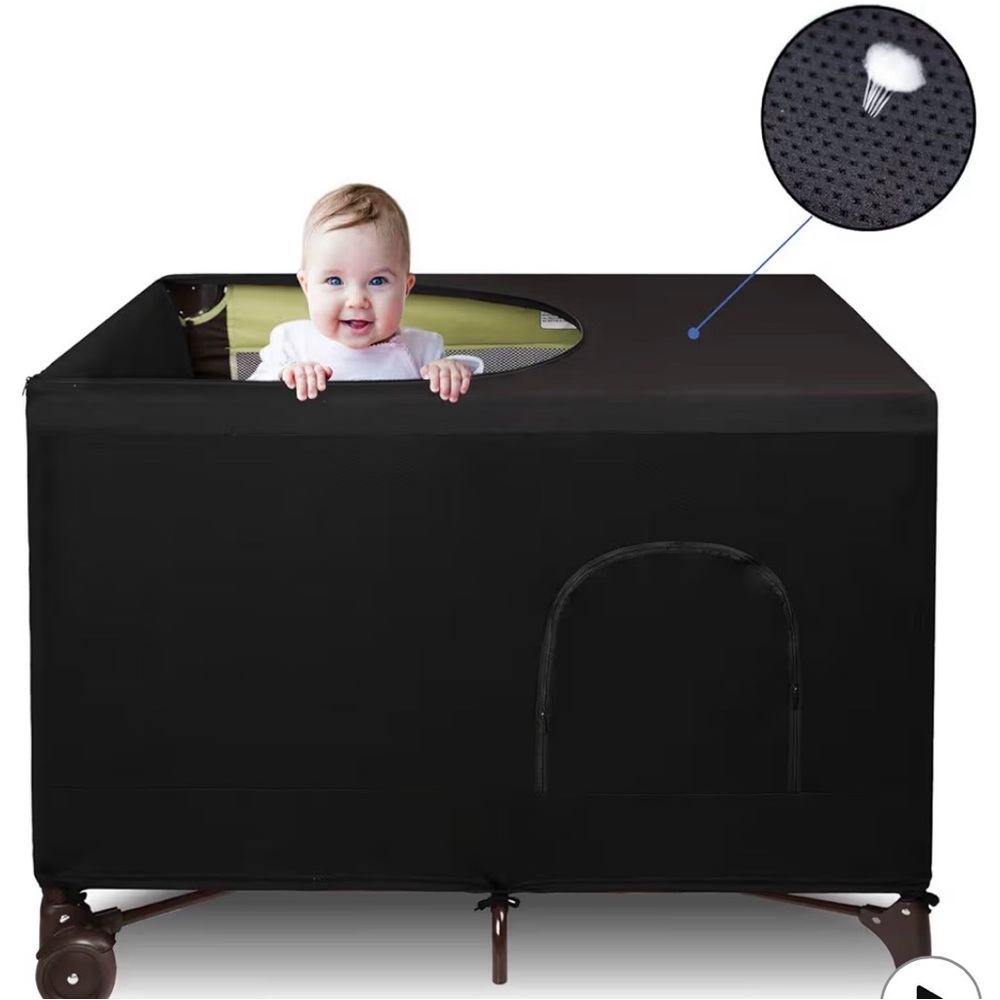 Breathable Stretchy Blackout Cover for Pack and Play, Travel Crib, Play Yard